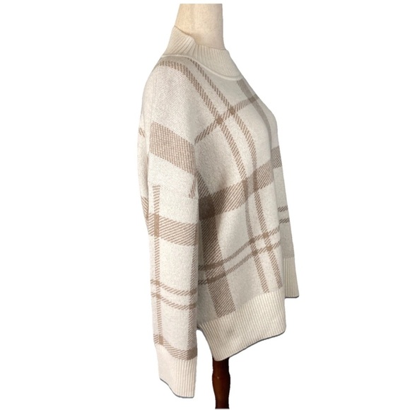 Barbour Womens Deanna Knitted Jumper Sweater Winter White Tartan Size 12 Wool - Picture 5 of 7